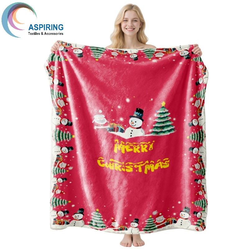 Christmas Custom Size Printed Blankets 100% Polyester Fleece Flannel Blanket