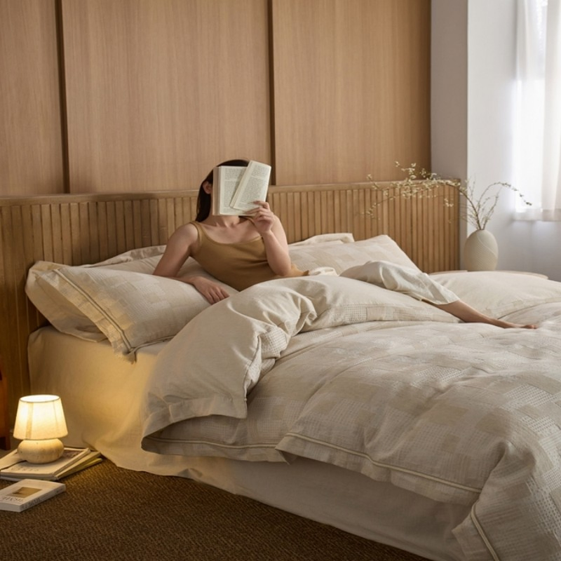 Breathable Wrinkled Chic in Neutral Tones Duvet Cover Sheet Pillowcases Minimalist Hotel-Grade Linen Bedding Collection Bedding