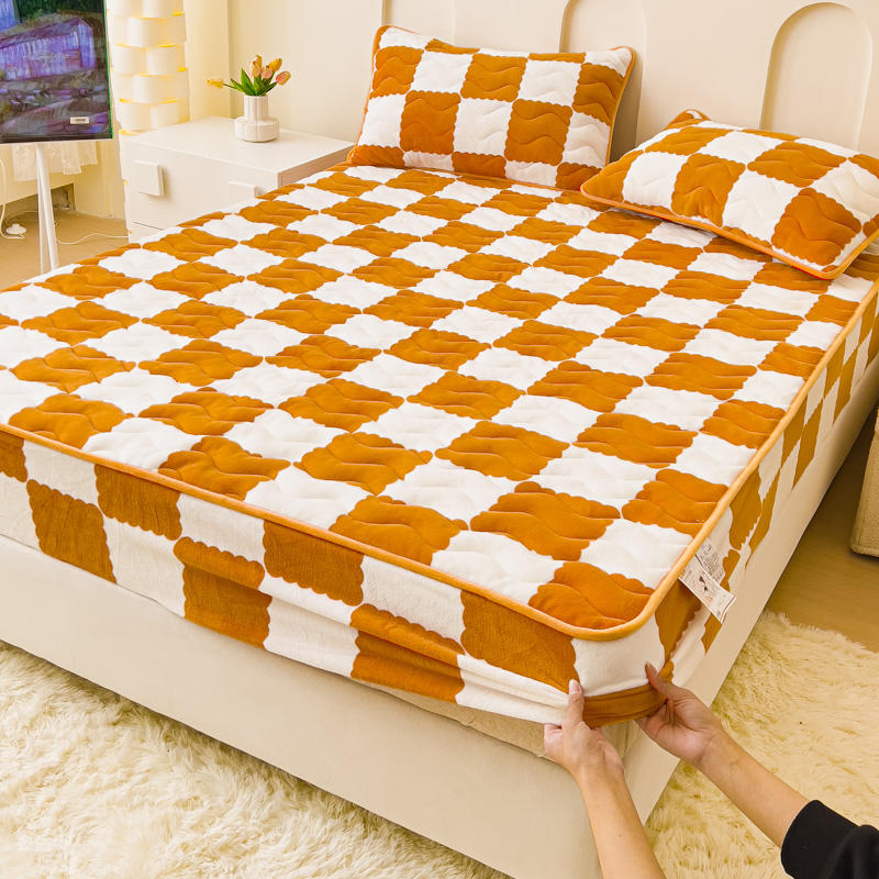 Quilted Cotton Single Piece Fitted Sheet Mattress Cover Wholesale Bed Sheet Fitted Sheet