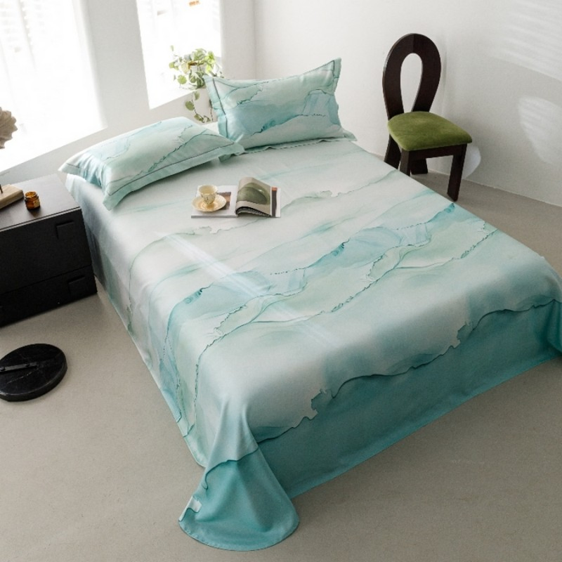 Lyocell Tencel Organicbamboo Fiber Soft Cooling Mat Digital Printed Fitted/Flat Sheet Factory Wholesale and Export Washable Bed Sheets for Home Hotel