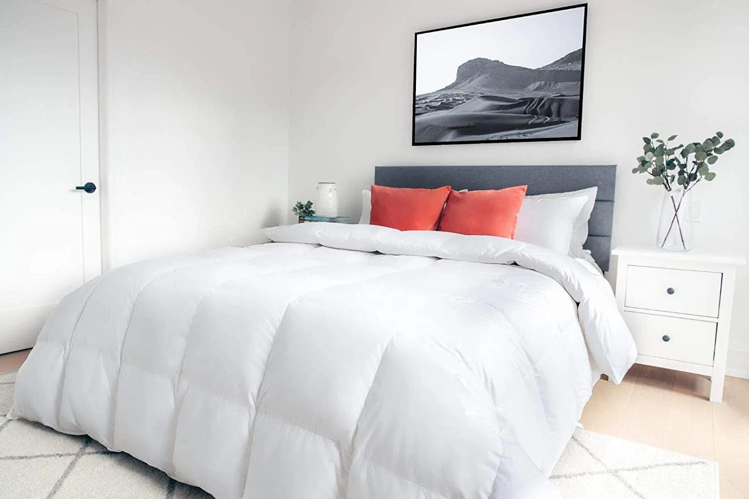 Down Alternative Comforter (Grey, Queen) - All Season Quilted Comforter - Duvet Insert with Corner Tabs - Winter Summer Warm Fluffy