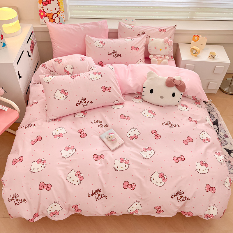 Wholesale in Stock Cute Cartoon Print 100% Cotton Kids Bed Sheet Bedding Sets