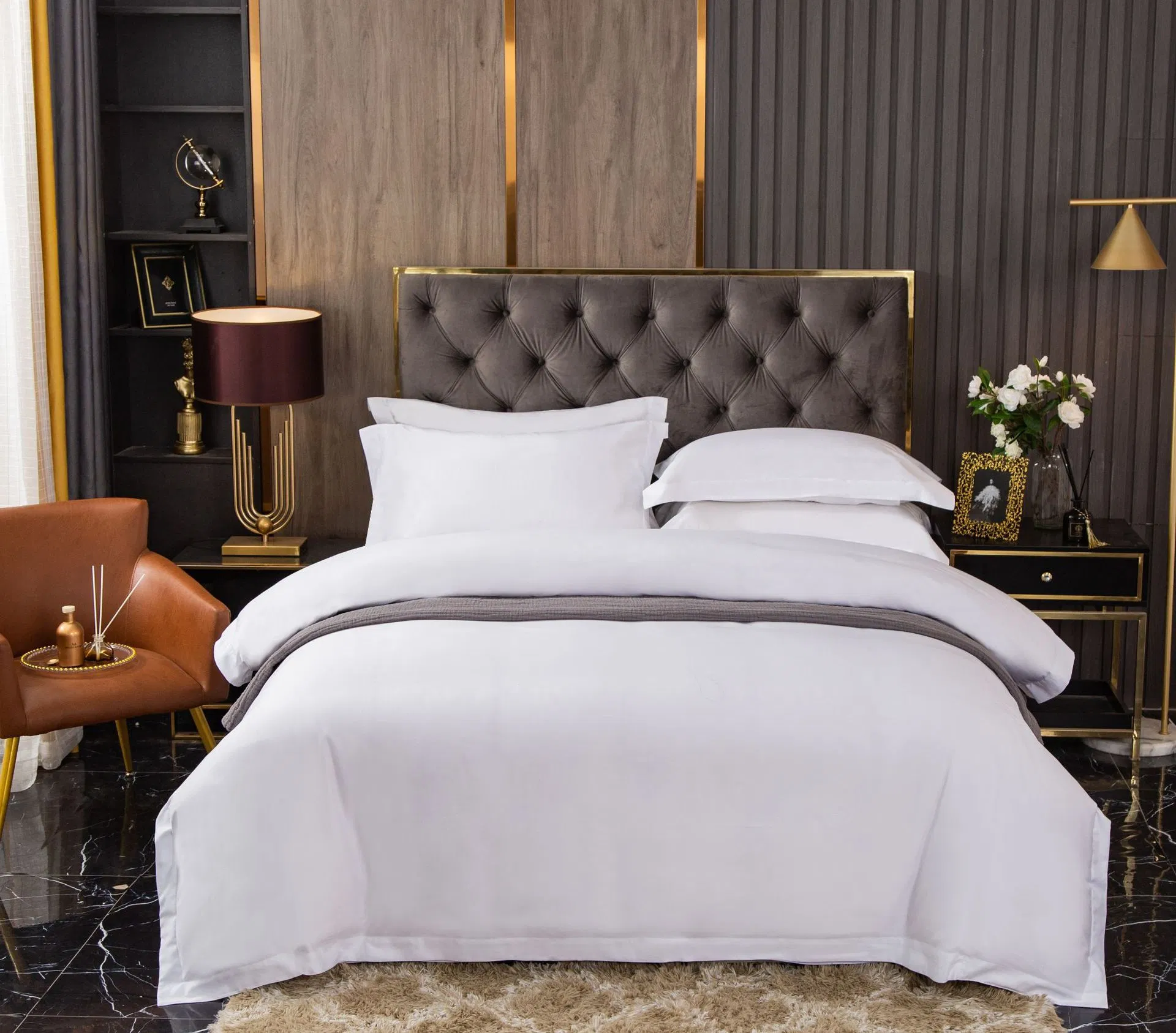 Hotel Collection Full Size White Embroidered Hotel Cotton Bedding (JRD052)