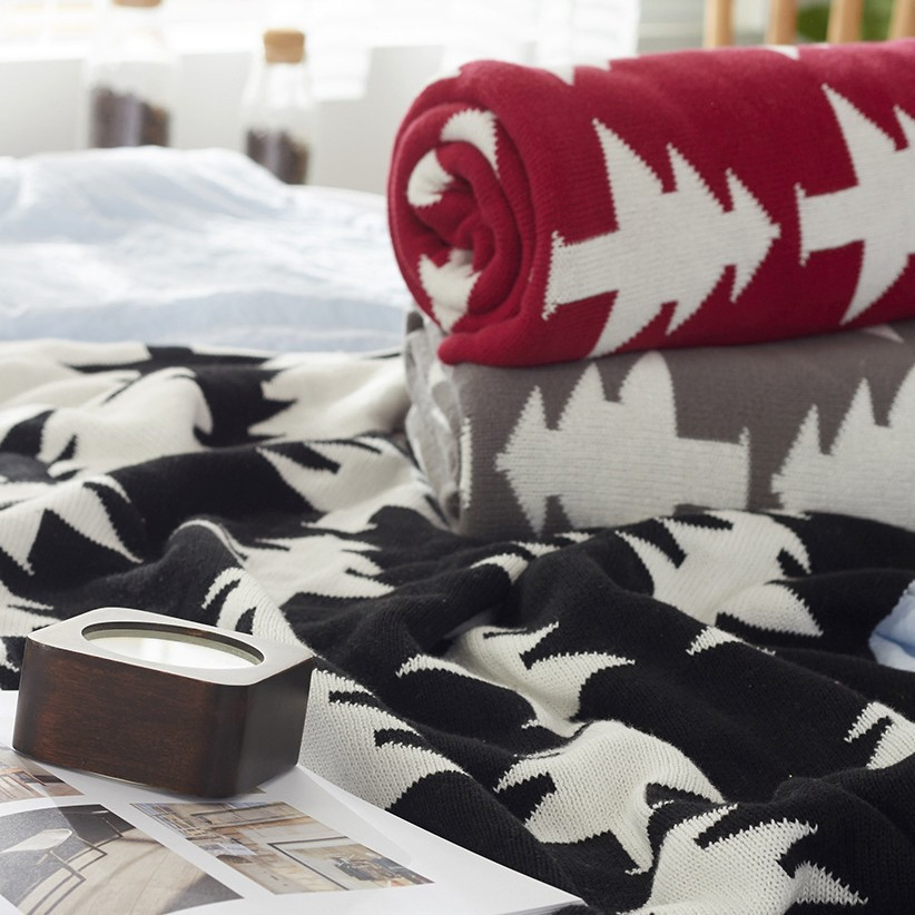High Quality Four Seasons Use Breathable 100% Cotton Knitted Throw Thin Blanket