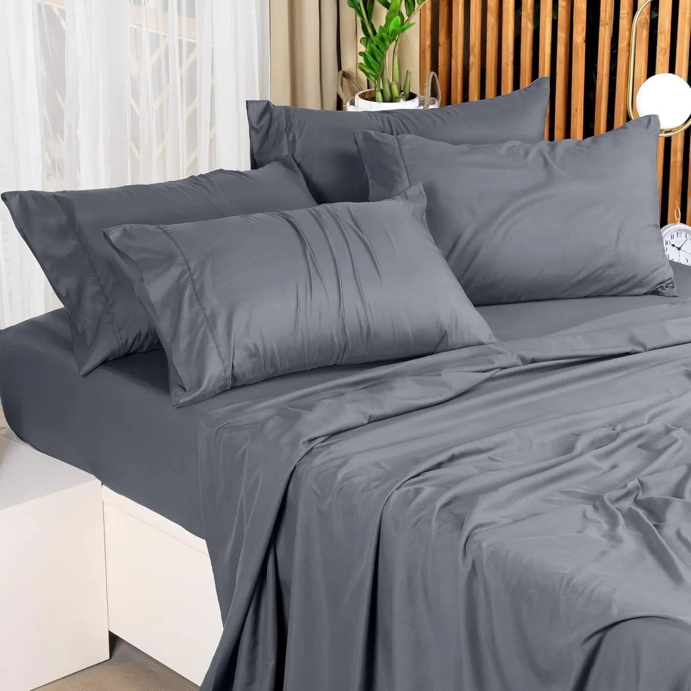 Luxury Hotel Home Textile Bedroom Set ODM/OEM Silky 100% Bamboo Cooling Bedding Set Bed Linen Sheet Set Oeko BSCI ISO FSC Bed Sheets Wholesale
