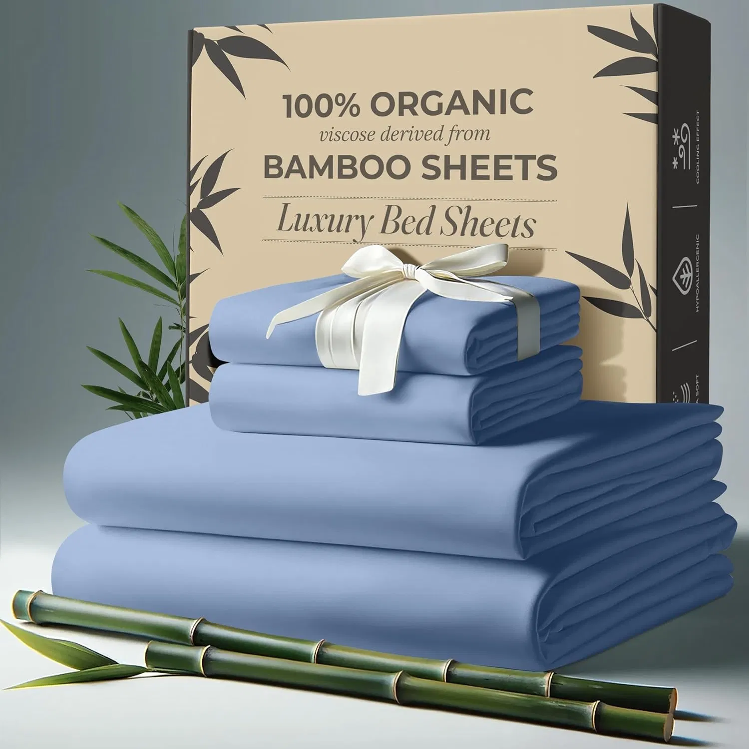 100% Organic Viscose Derived From Bamboo Sheets Full Size 4PCS