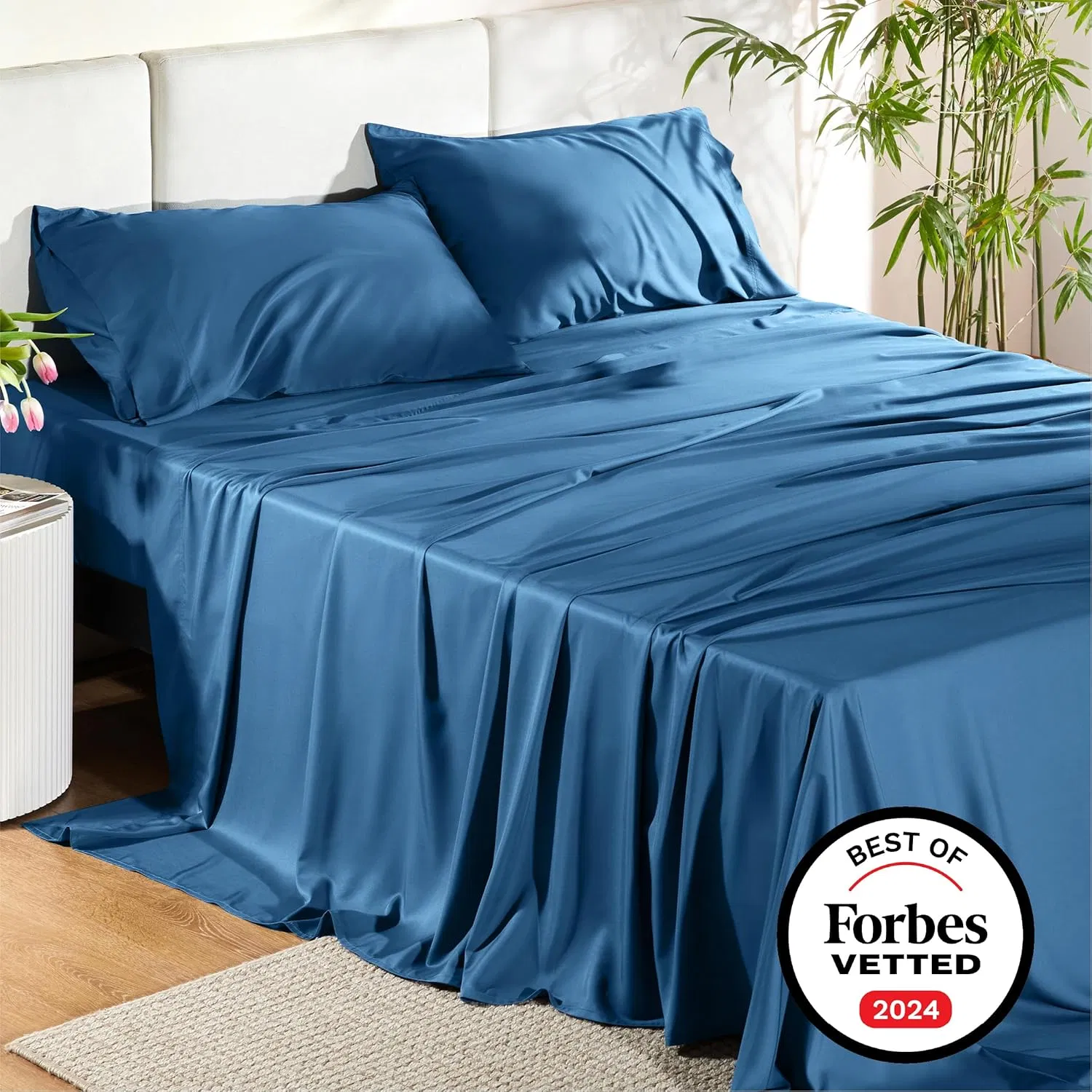 Luxury Bamboo Sheets - Cooling &amp; Breathable, Silky Soft