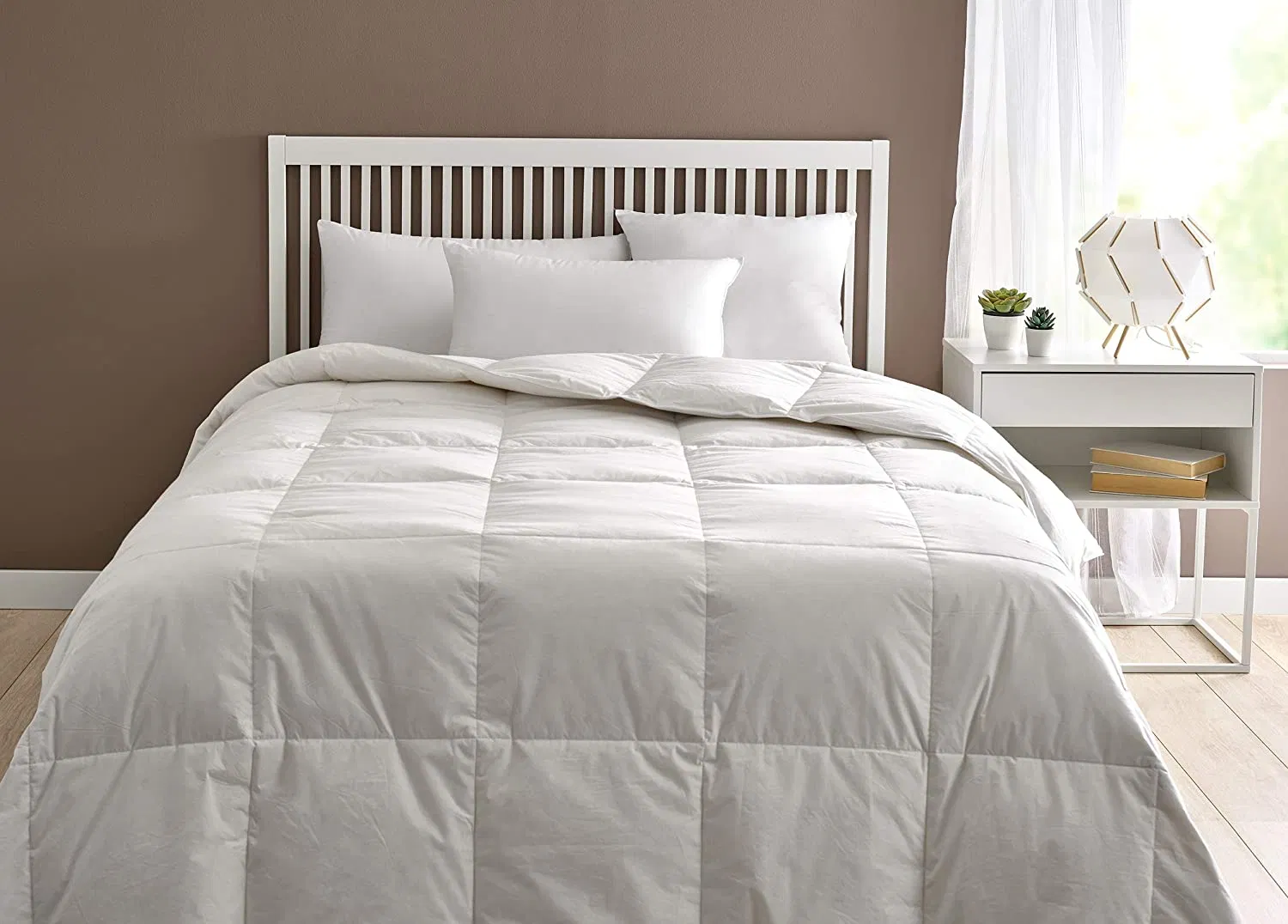 Down Alternative Comforter (Grey, Queen) - All Season Quilted Comforter - Duvet Insert with Corner Tabs - Winter Summer Warm Fluffy