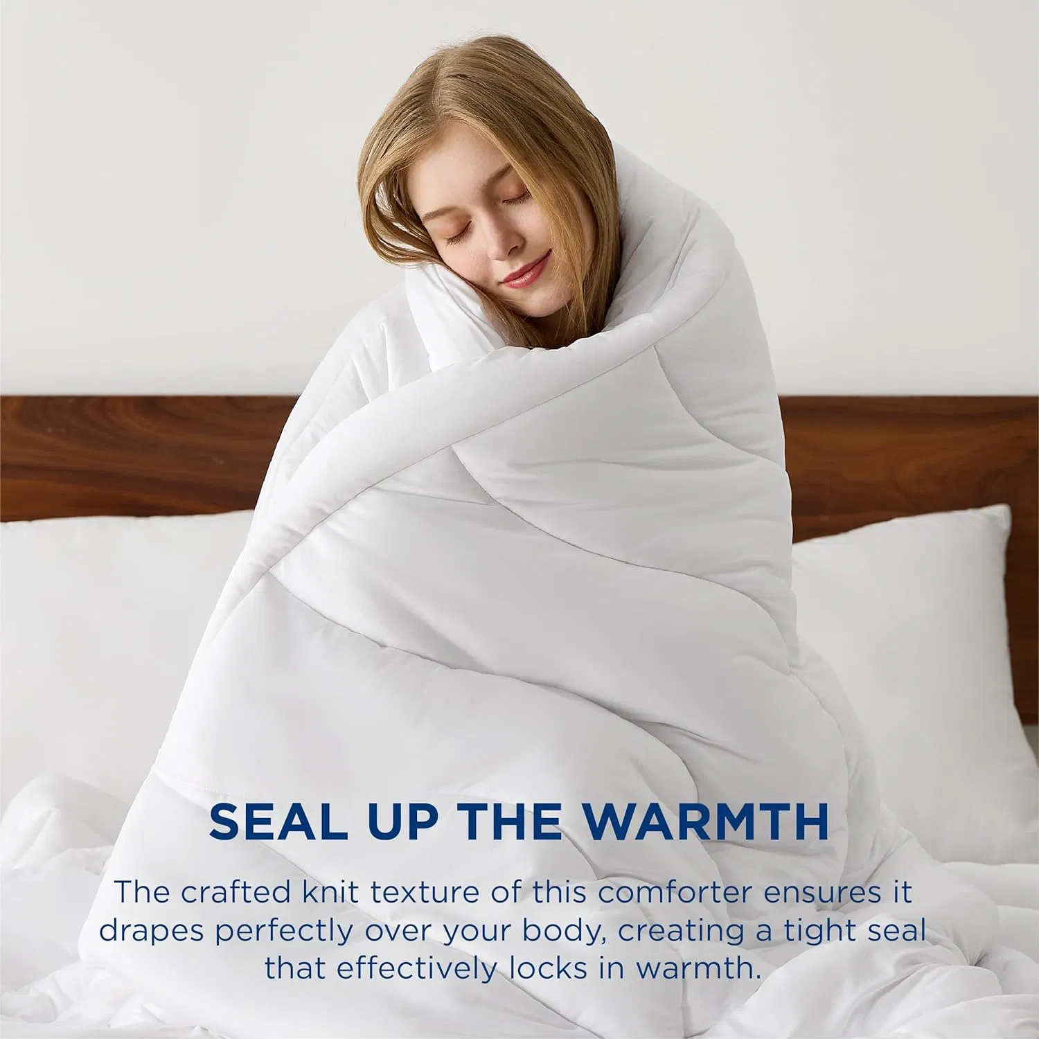 Luxurious White Quilted Down Alternative Comforter with Corner Tabs