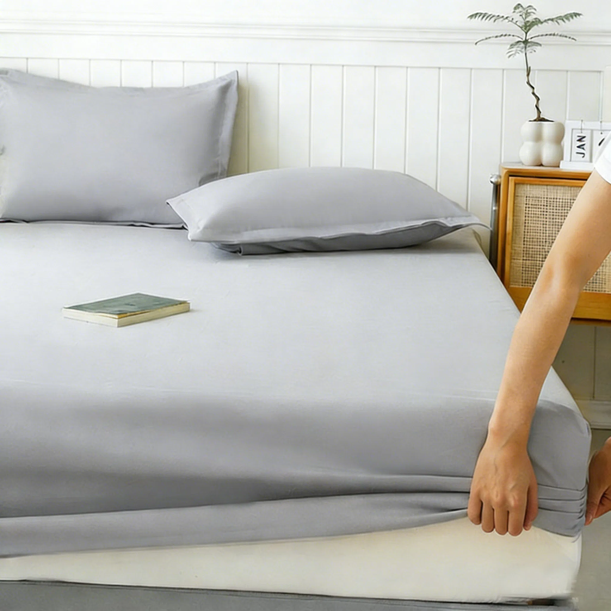 Reusable Cooling Waterproof Bed Sheet Bamboo Fitted Sheet Hypoallergenic Soft Home Textile