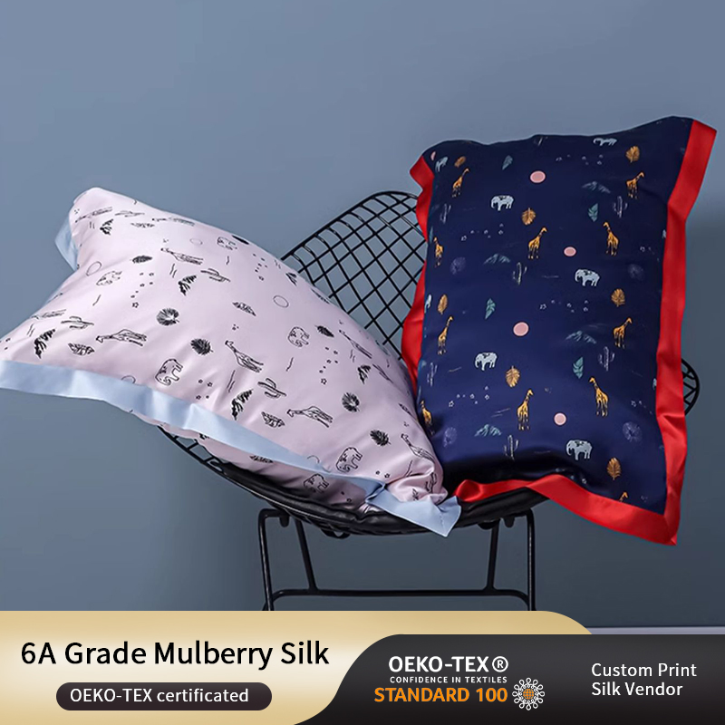 Custom Design Cartoon Pattern Printed Organic Silk Sleeping Pillowcase