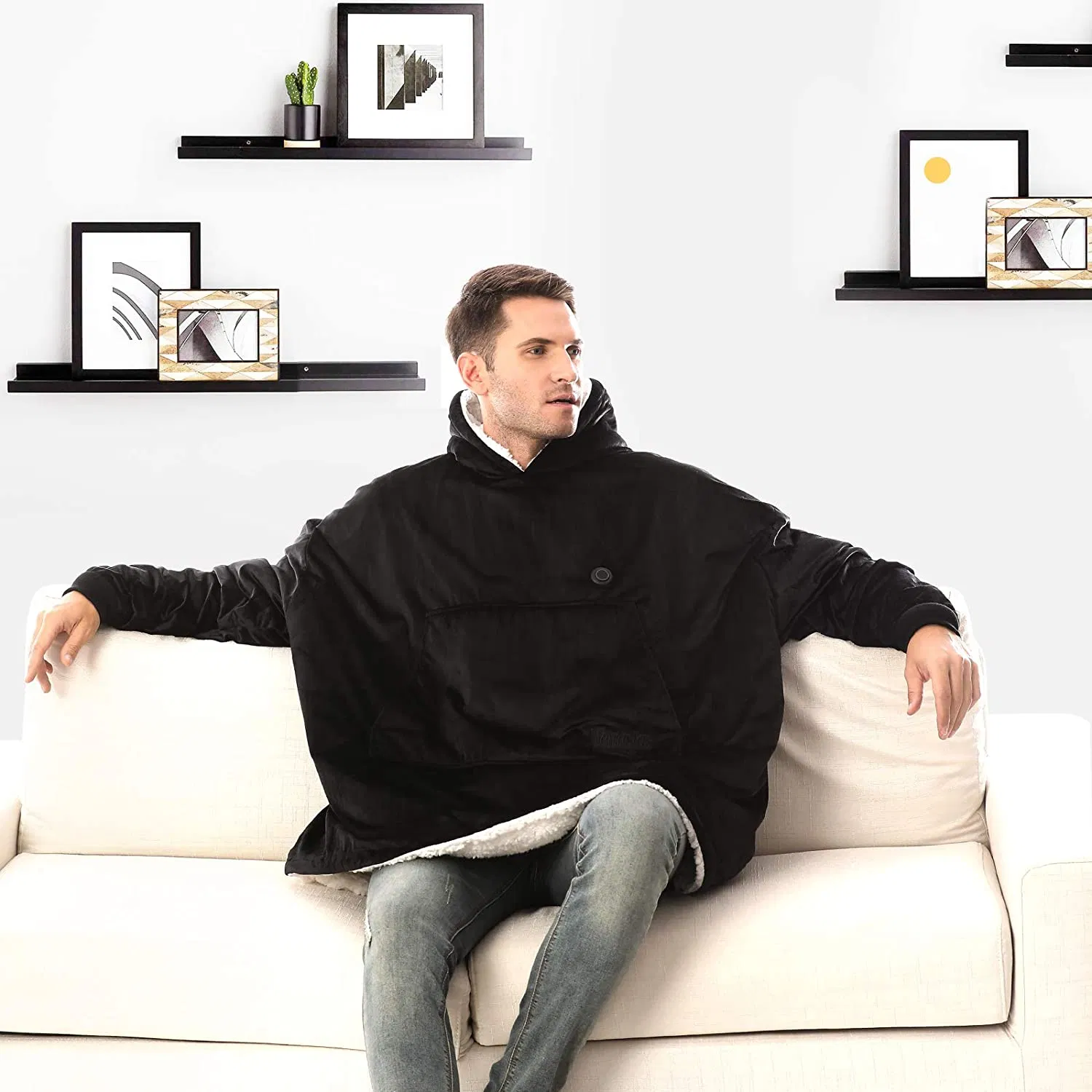 Original Factory Oversized Sherpa Sweatshirt Wearable Fleece Custom Heated Electric Hooded Hoodie Blanket