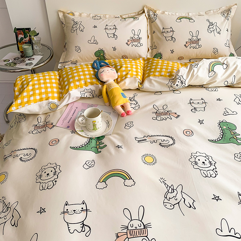 Girl Duvet Cover 100% Cotton Baby Comforter Bedding Kids Twin Size Sheet Sets Bedspread Set