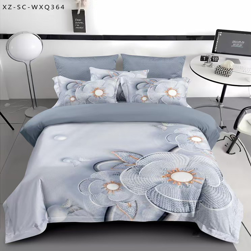 100% Microfiber 4PCS Bed Duvet Cover with Fitted Sheet and Two Pillowcases