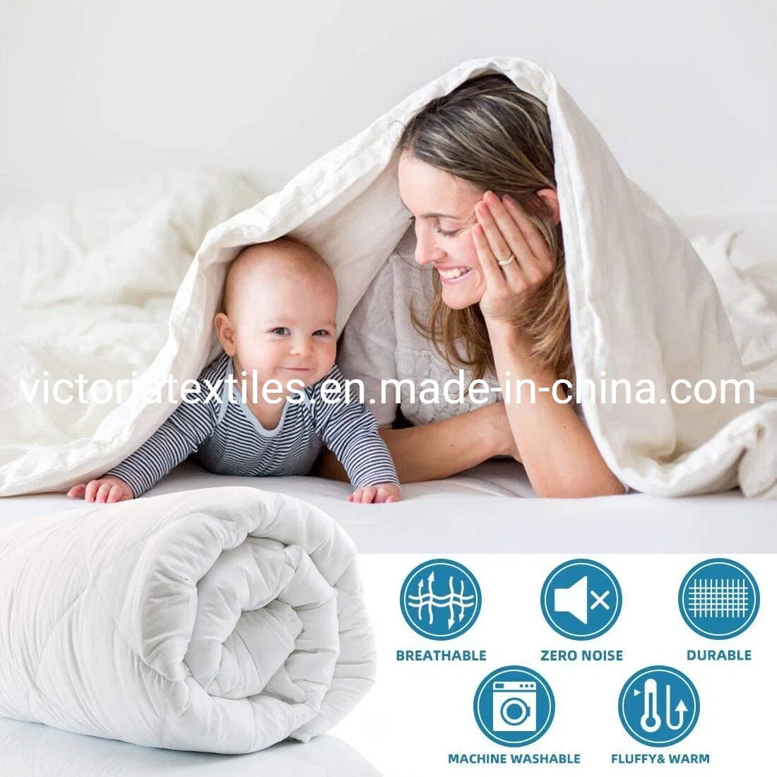 Premium Queen Size Comforter All Seasons 2100 Series Quilted Down Alternative Comforter Summer Light Weight Cooling Breathable Duvet Insert