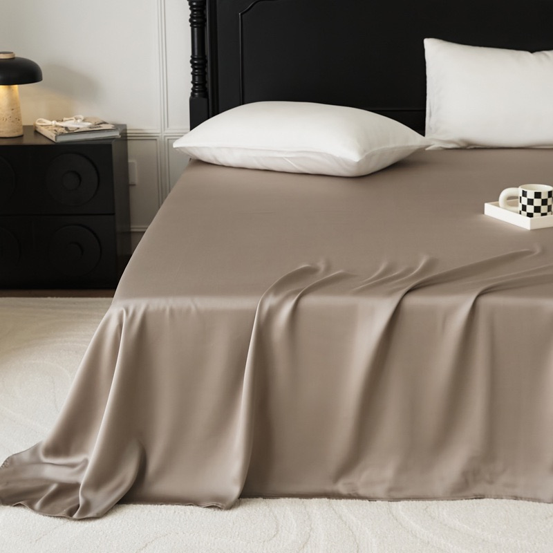 Summer Cooling Lyocell Tencel Flat &amp; Fitted Sheet Bedding Set Plain Color Home Hotel Textile Bed Sheets