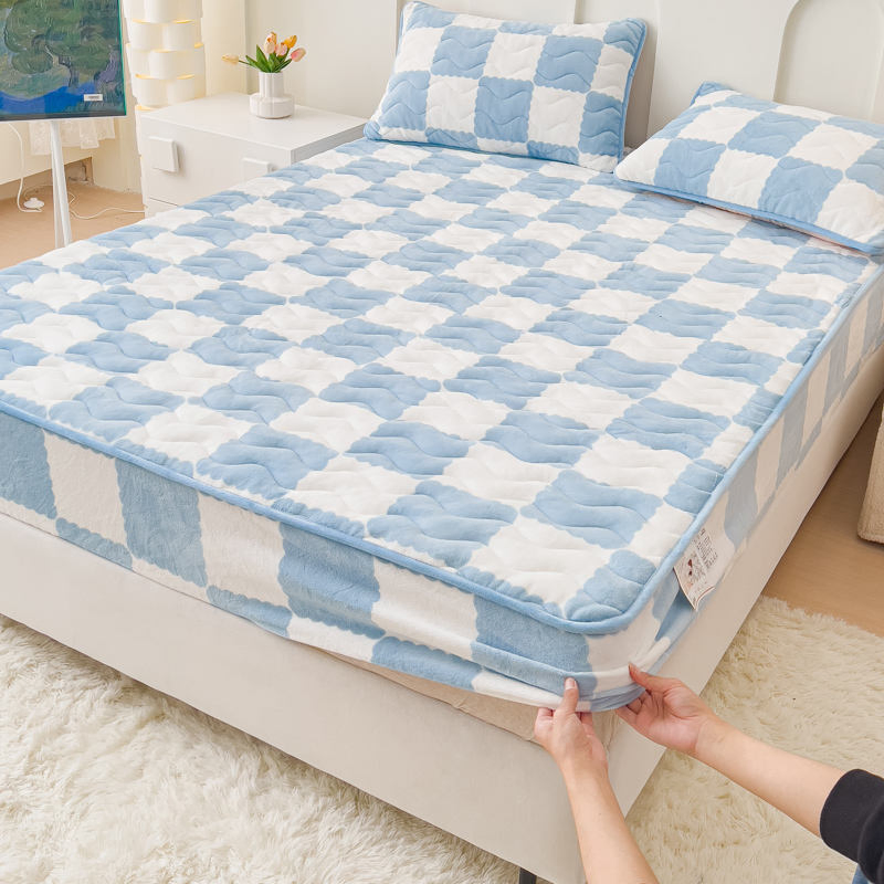 Quilted Cotton Single Piece Fitted Sheet Mattress Cover Wholesale Bed Sheet Fitted Sheet