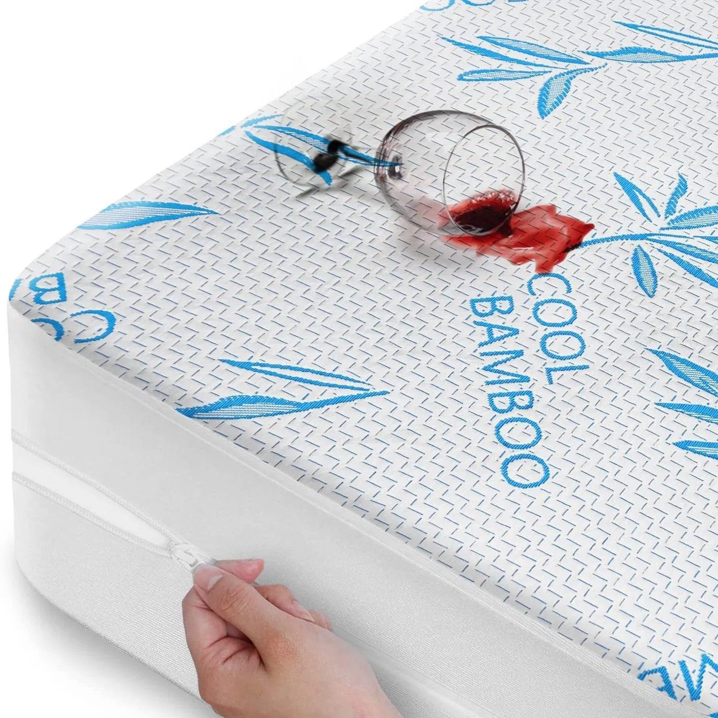 Waterproof Mattress Protector Bamboo Fiber Mattress Cover Cooling Breathable Bed Cover Fitted Sheet Home Hotel Bed Sheets with Zipper