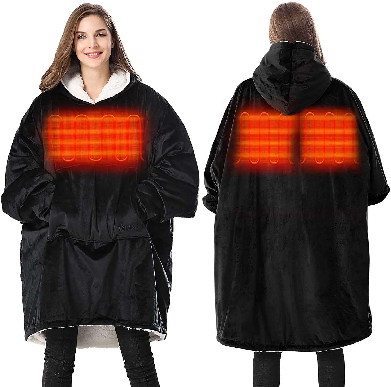Original Factory Oversized Sherpa Sweatshirt Wearable Fleece Custom Heated Electric Hooded Hoodie Blanket