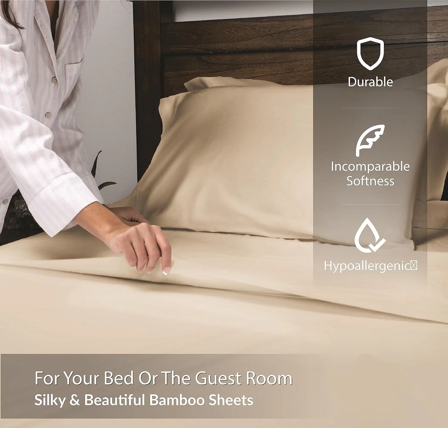 Luxurious 4 Piece Bamboo Cooling Bed Sheets Set for Full Size