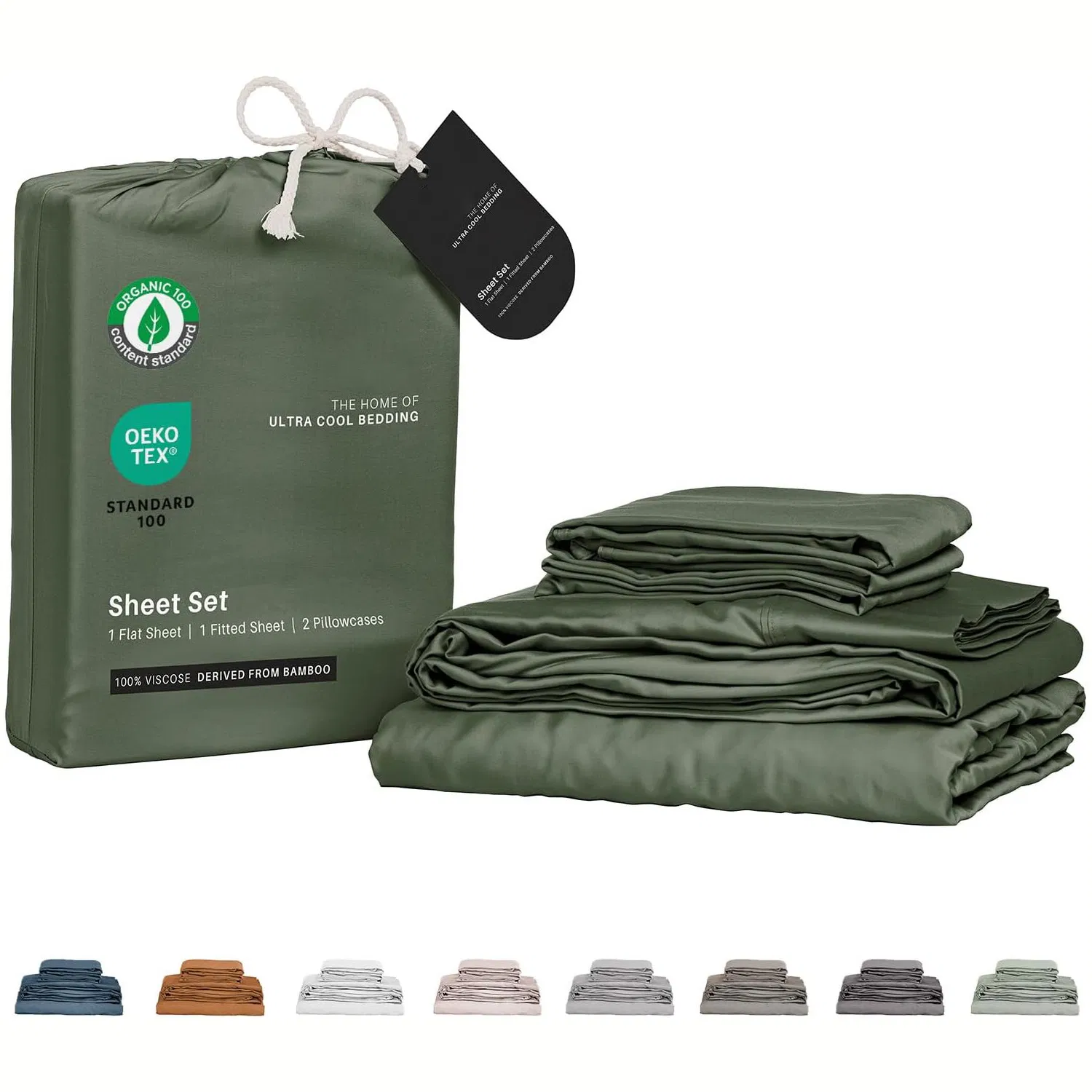 Queen Sheets by 100% Organic Viscose Derived From Bamboo Bed Sheet Set