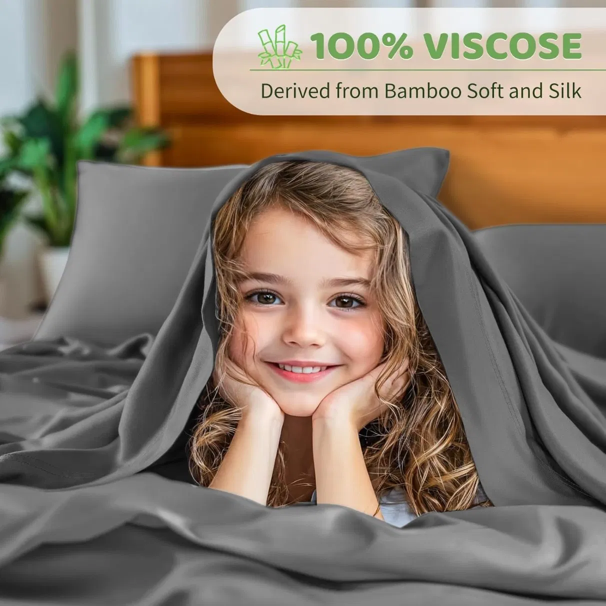 100% Organic Viscose Bamboo Bed Sheets with Cooling Flat Sheet Fitted Sheet Bedding Set Breathable Luxury Home Hotel Textile Soft Feeling Bed Linen Pillowcases