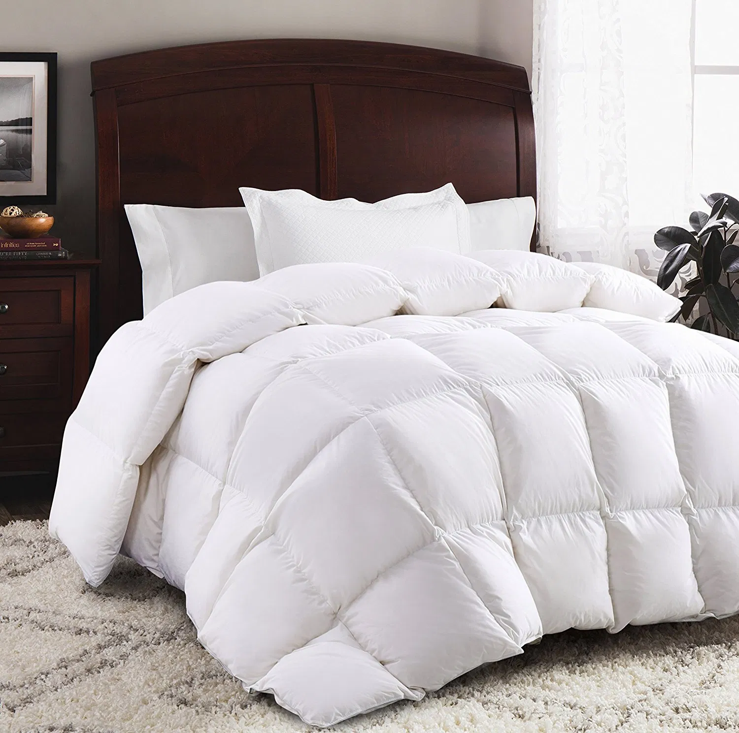 All-Season 75% Down Comforter Twin Size, Duvet Insert with 8 Corner Tabs, Down Proof Cotton Fabric (Grey 68"X90")