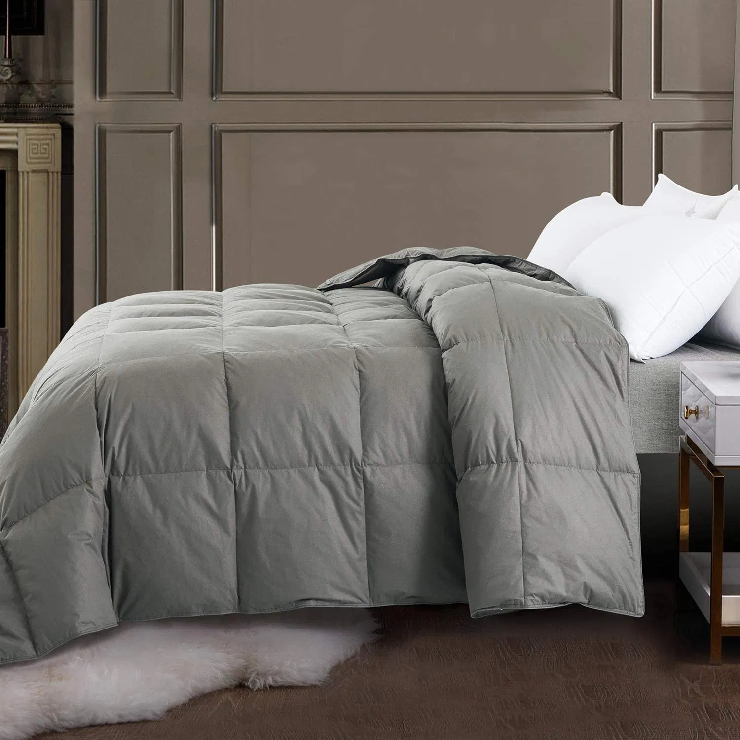All-Season 75% Down Comforter Cal King, Fluffy Duvet Insert with 8 Corner Tabs, Down Proof Cotton Blended Fabric