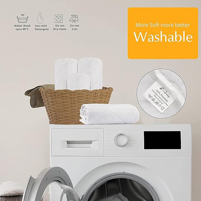 Quilted Waterproof Graphene Warmer Mattress Protector - Extra Deep Mattress Topper - Machine Washable Double Bed Pad - Fitted Bed Cover