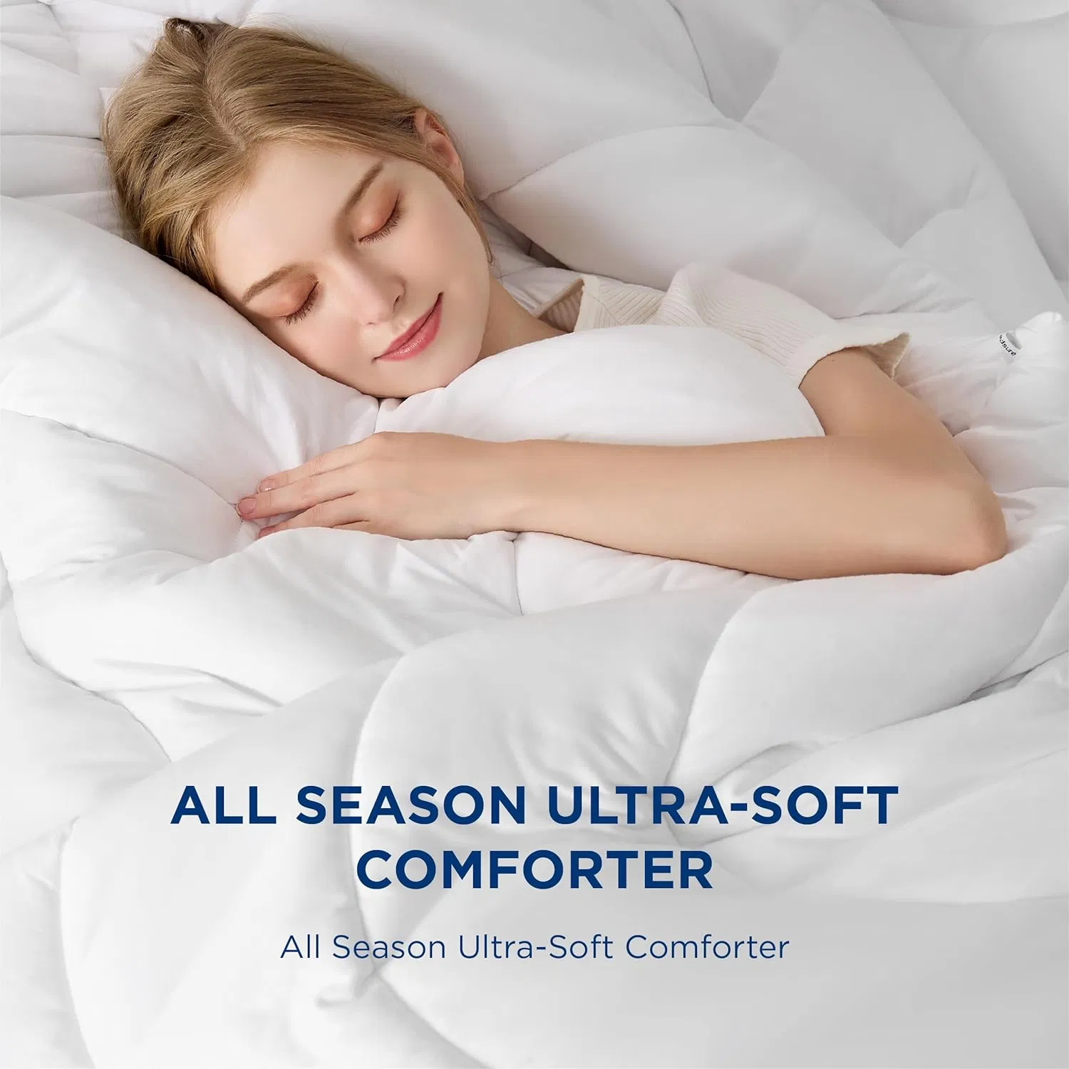 Luxurious White Quilted Down Alternative Comforter with Corner Tabs