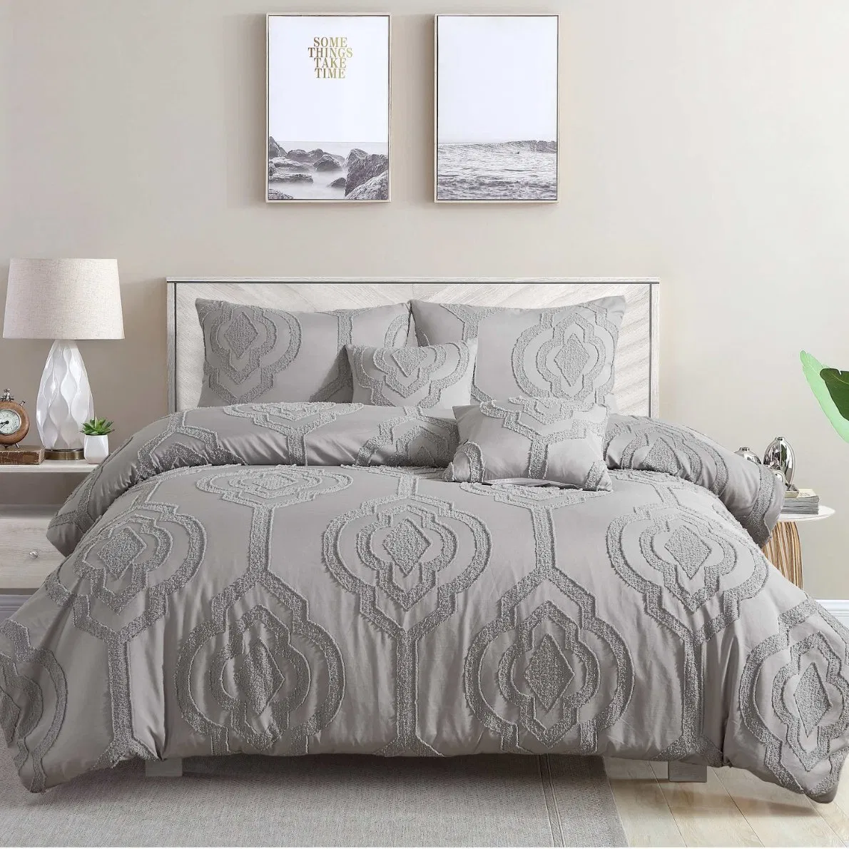 Fashion Tufted Designs Comforter with Filling 6PCS Set All Sizes