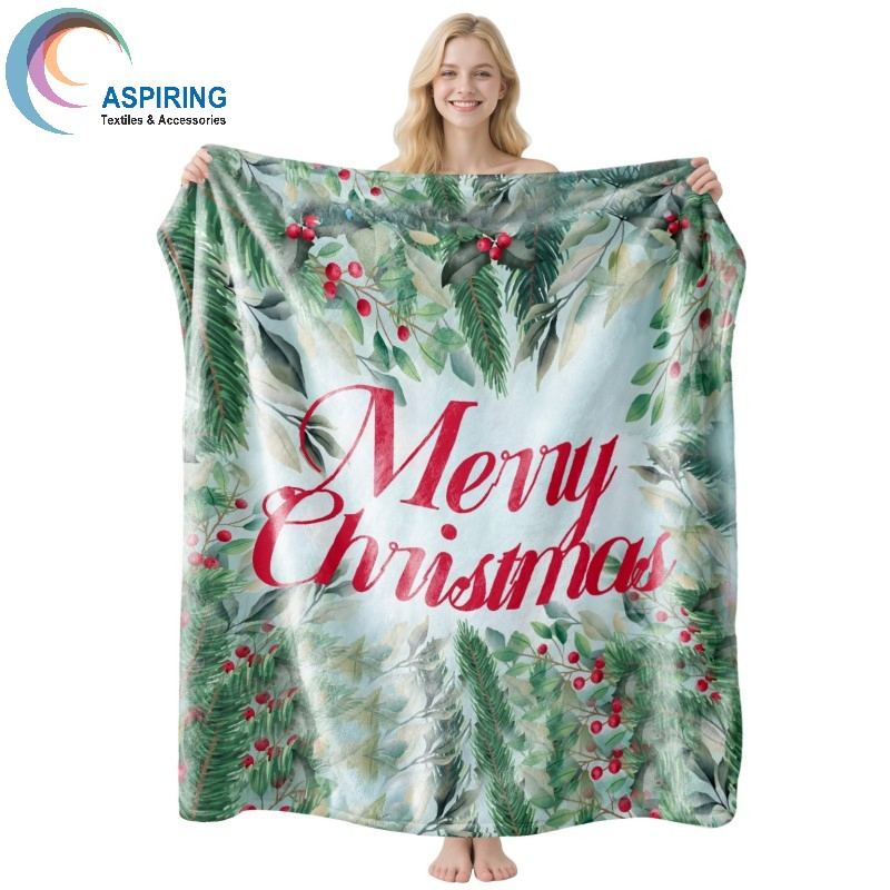 Christmas Custom Size Printed Blankets 100% Polyester Fleece Flannel Blanket