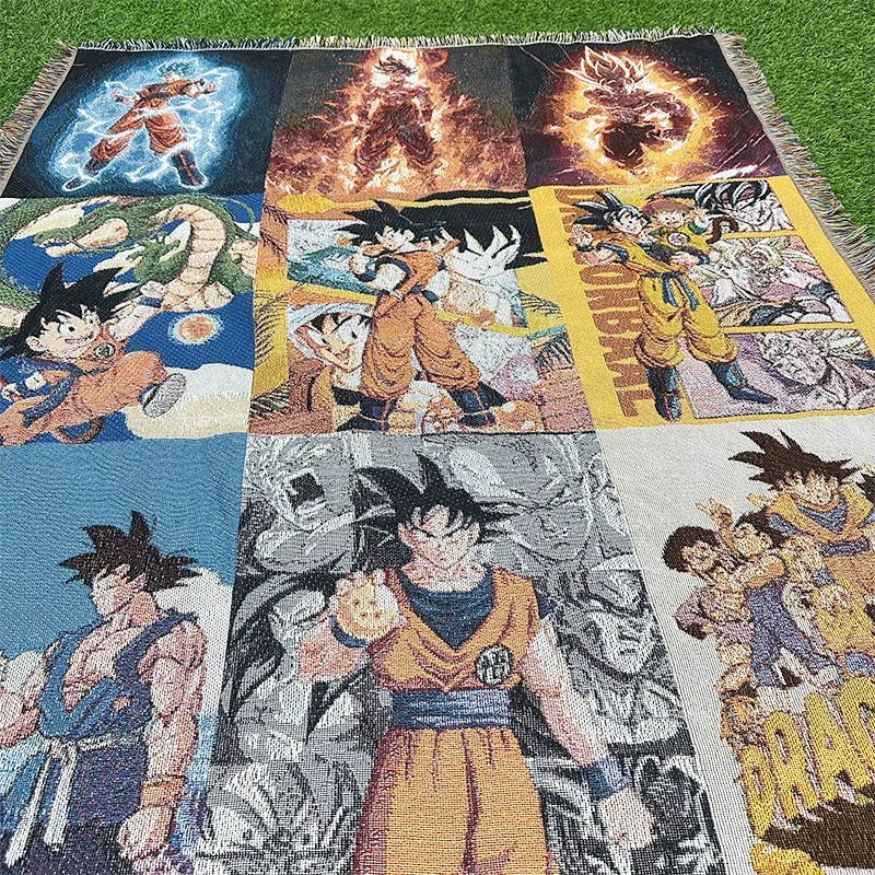 Custom Anime Throw Tapestry Blanket Low MOQ Woven Fabric with Dragon Z Ball Pattern Tapestry Hoodies Blanket