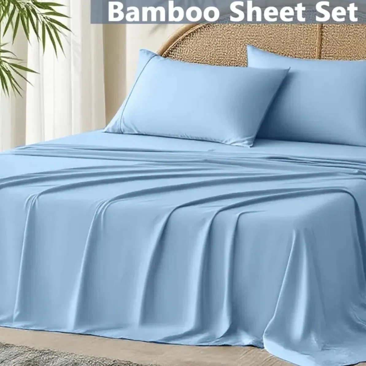 Premium Bamboo Fiber 16-Inch Deep Pockets Fitted Sheet Bed Linen Cooling Bedding Hotel Home Textile Bedding Smooth Satin Bed Sheets