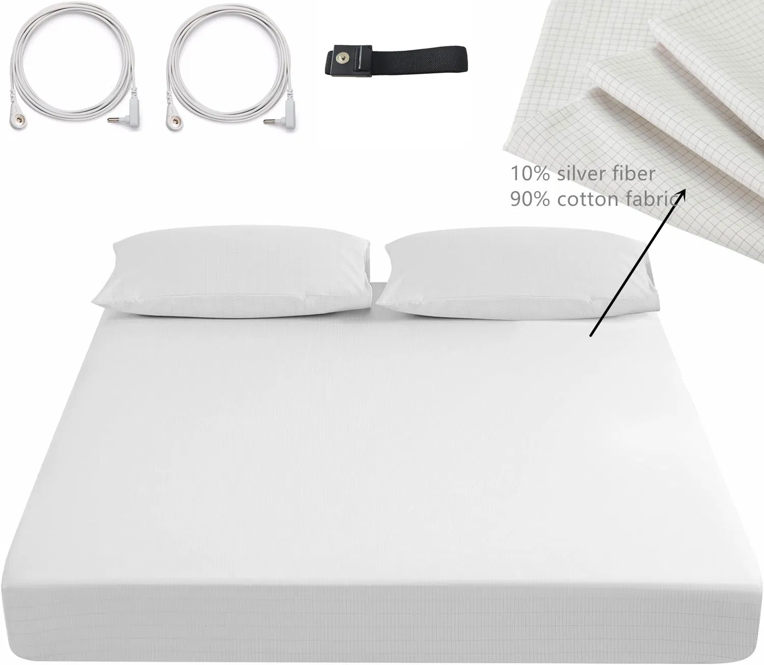 10% Silver Fiber Grounding Fitted Earthing Sheet for Healthier Sleep King Size