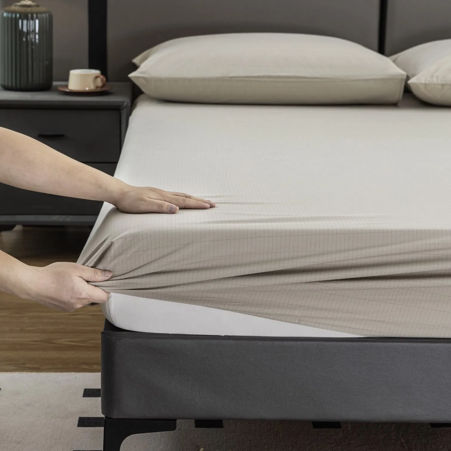 Printed Cotton Silver Antibacterial Conductive Earthing Grounding Bed Fitted Sheet