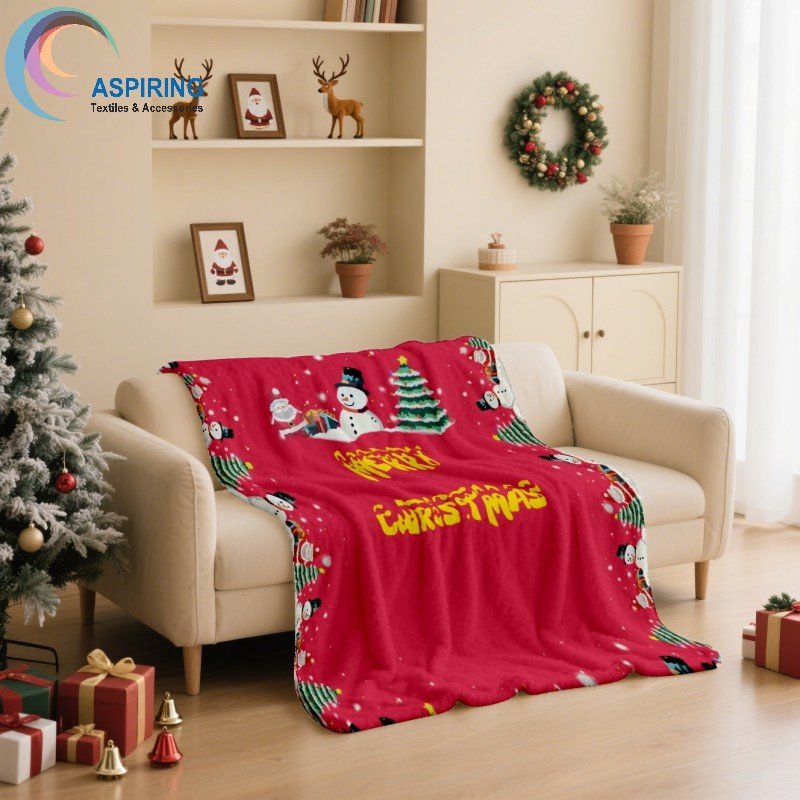 Christmas Custom Size Printed Blankets 100% Polyester Fleece Flannel Blanket
