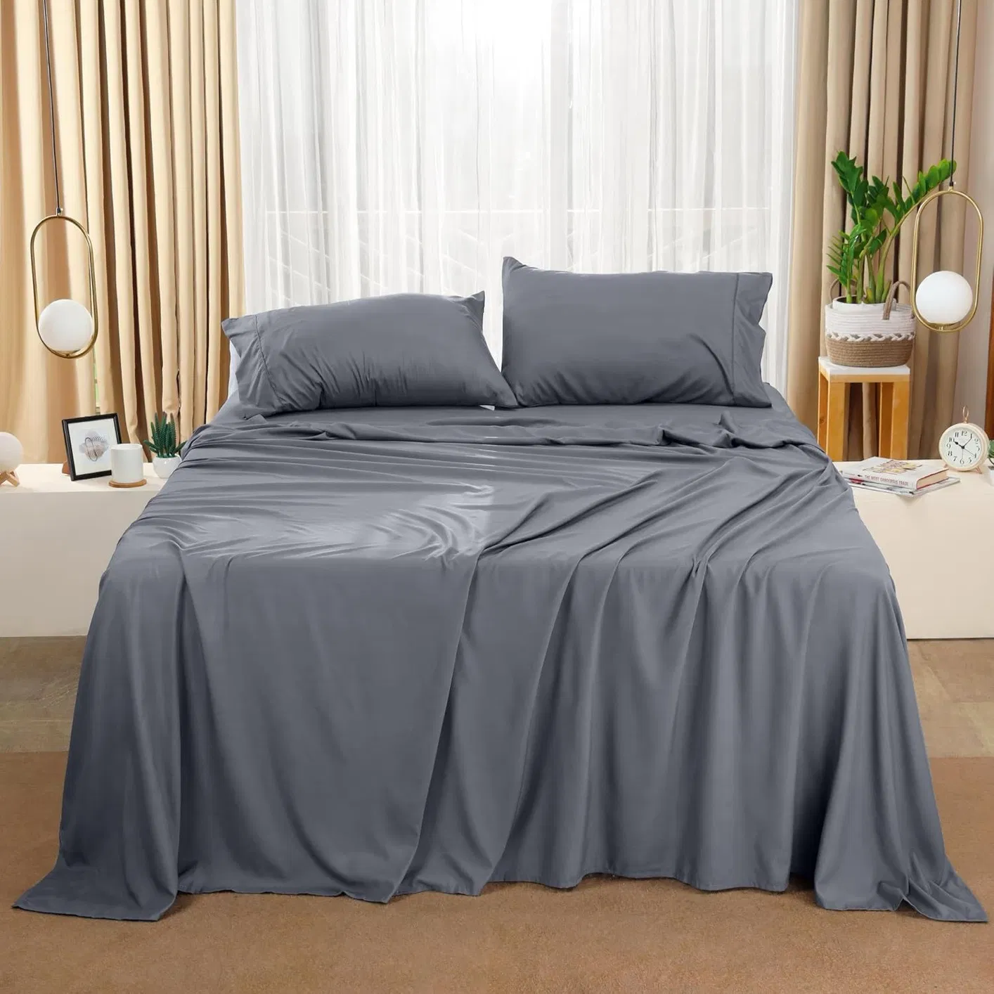 Luxury Hotel Home Textile Bedroom Set ODM/OEM Silky 100% Bamboo Cooling Bedding Set Bed Linen Sheet Set Oeko BSCI ISO FSC Bed Sheets Wholesale