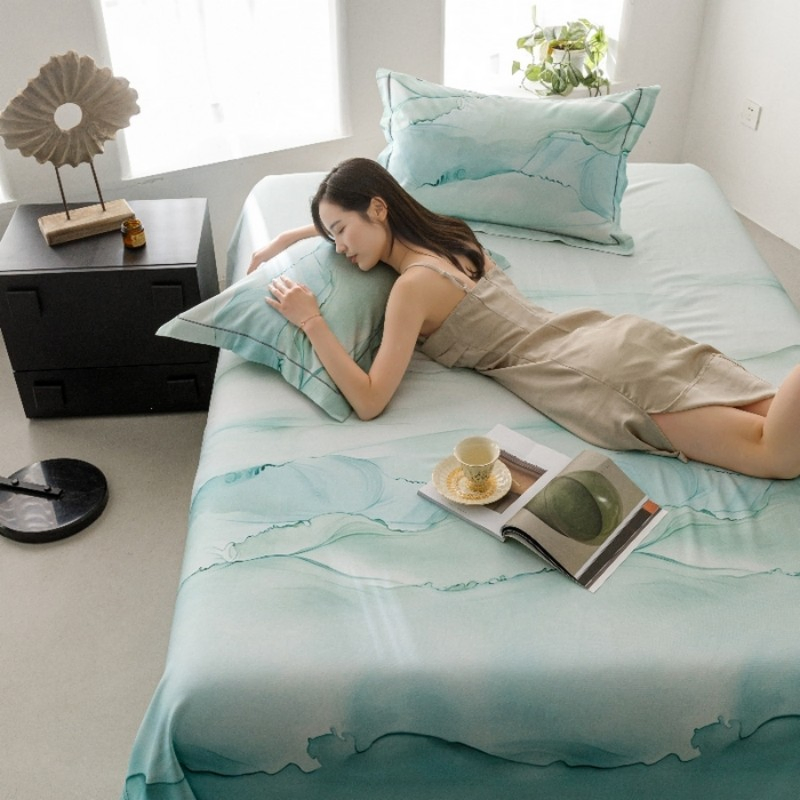 Lyocell Tencel Organicbamboo Fiber Soft Cooling Mat Digital Printed Fitted/Flat Sheet Factory Wholesale and Export Washable Bed Sheets for Home Hotel