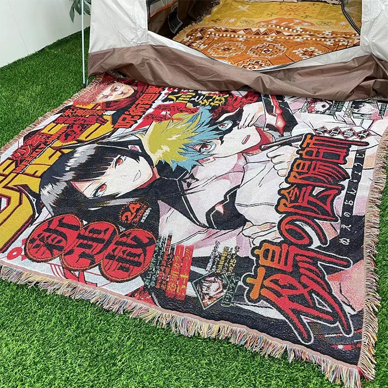Anime Tapestry Fabric Low MOQ Custom Anime Throw Tapestry Blanket for Bed Blanket
