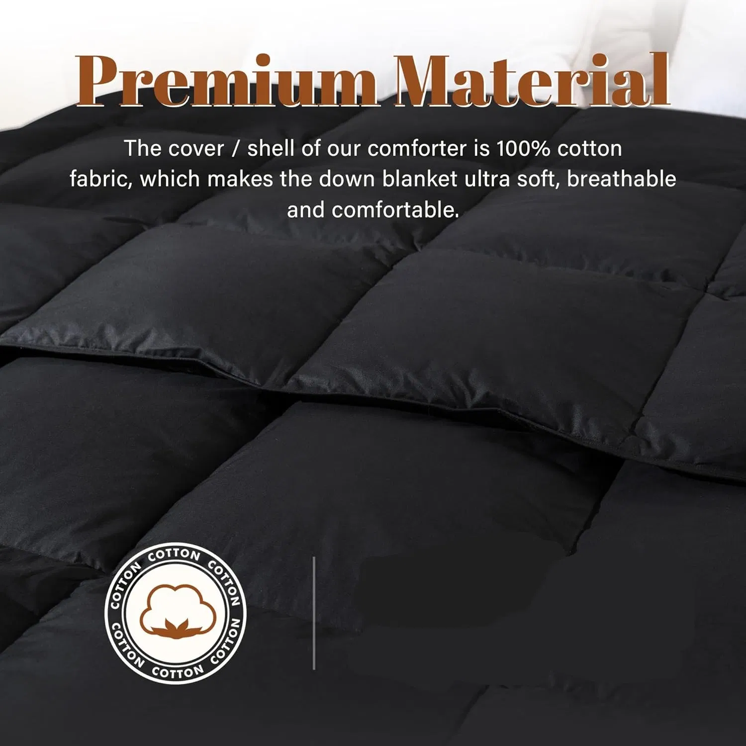 All-Season Luxurious Black Duvet Insert with Cotton Cover