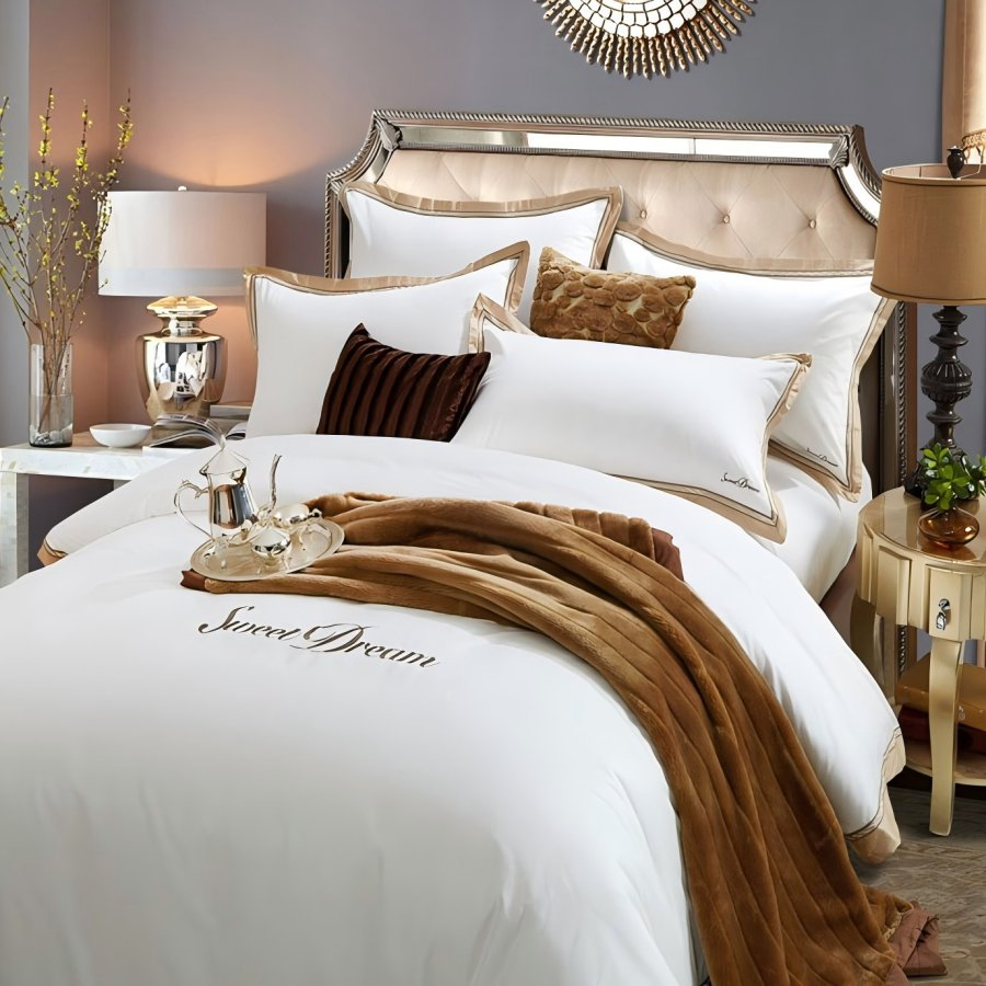 Good Price Custom King Queen Size 5 Star Hotel Comforter 100% Cotton Bedsheet Jacquard Embroidery Luxury Hotel Bedding Set From Nantong Home Textile