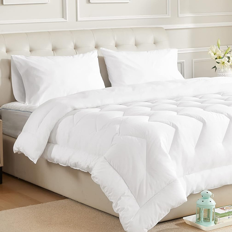 Duvet Insert Cotton Comforter White Down Alternative Duvet 100% Cotton Quilted Fluffy Comforter