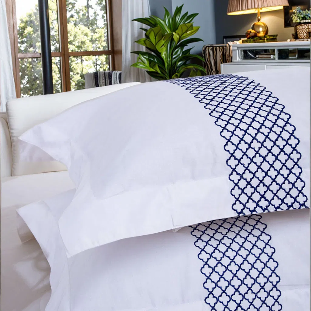Luxury 4-Piece Embroidered Comforter Set 100% Cotton Bedding Collections with Woven Techniques for Hotels and Home Use