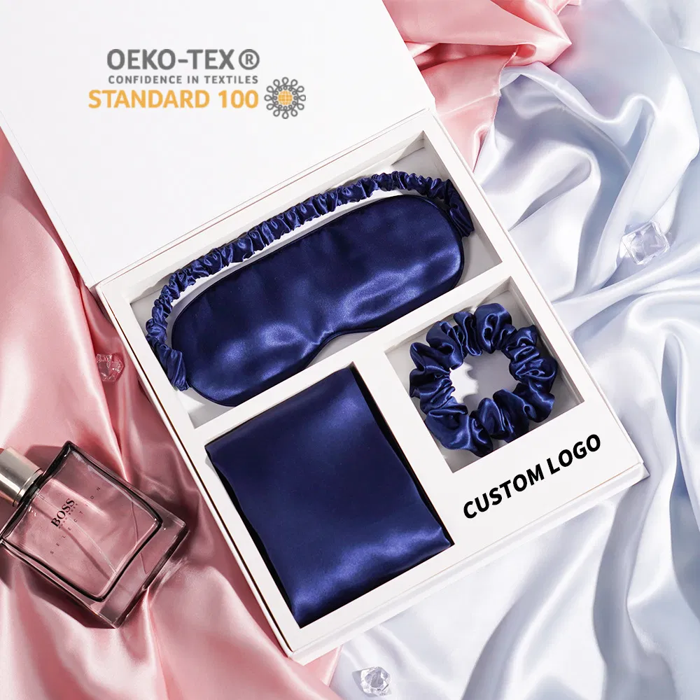 Custom Logo Custom Box 6A Mulberry Silk Pillow Case Silk Eye Mask Silk Scrunchies Gift Box Set