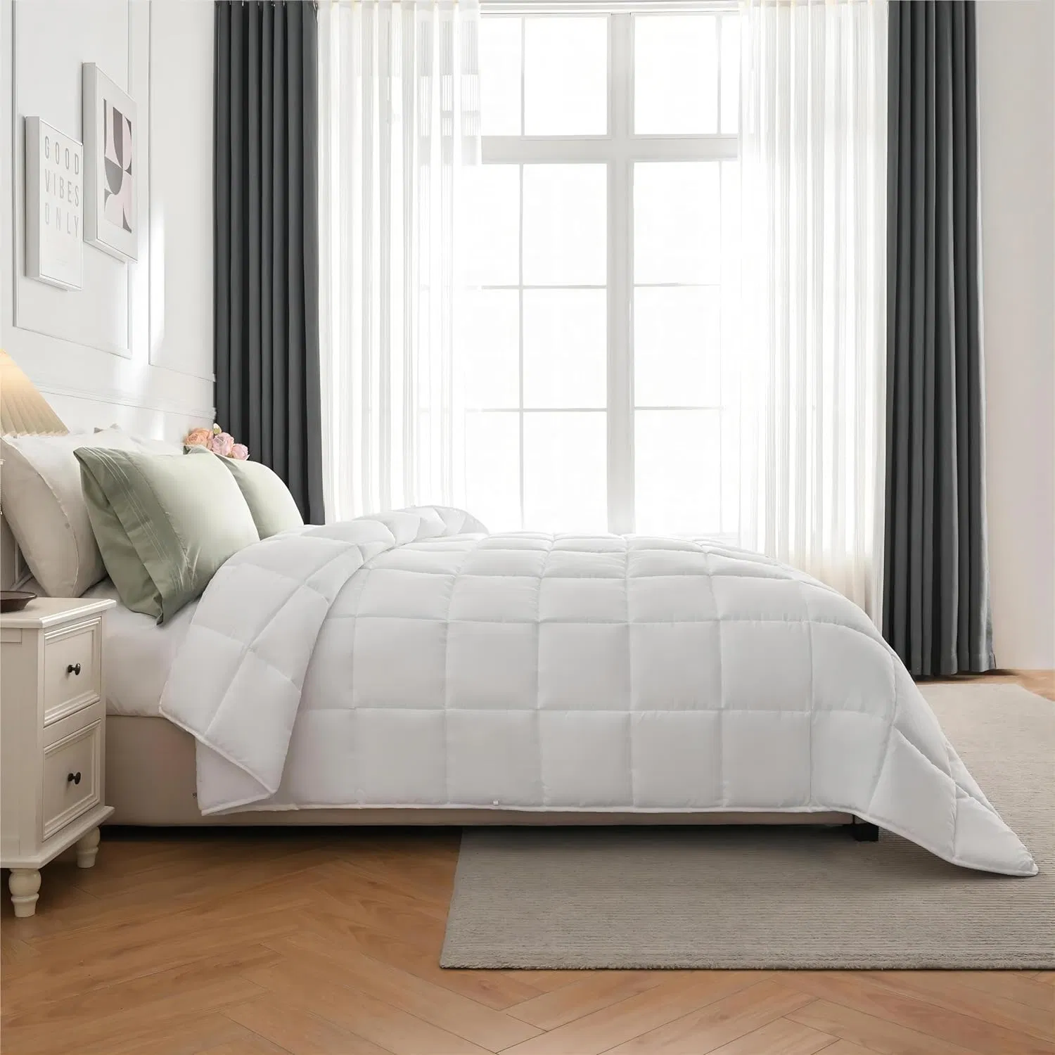 All Season Down Alternative Comforter Ultra Soft Double Brushed Microfiber Quilt Cover