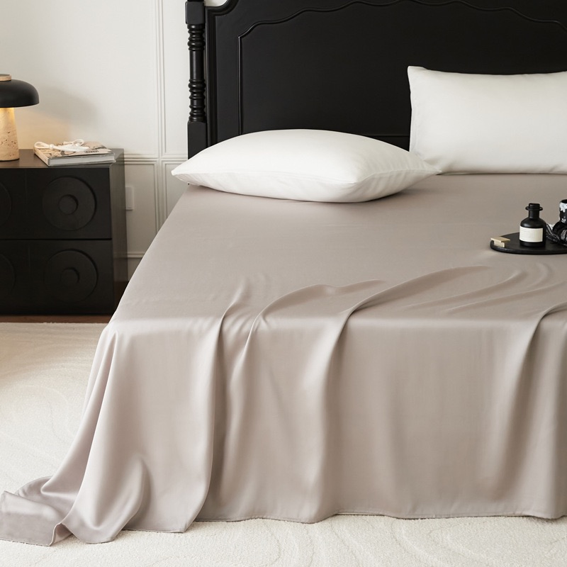 Summer Cooling Lyocell Tencel Flat &amp; Fitted Sheet Bedding Set Plain Color Home Hotel Textile Bed Sheets