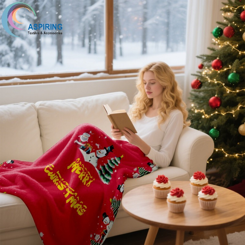 Christmas Custom Size Printed Blankets 100% Polyester Fleece Flannel Blanket