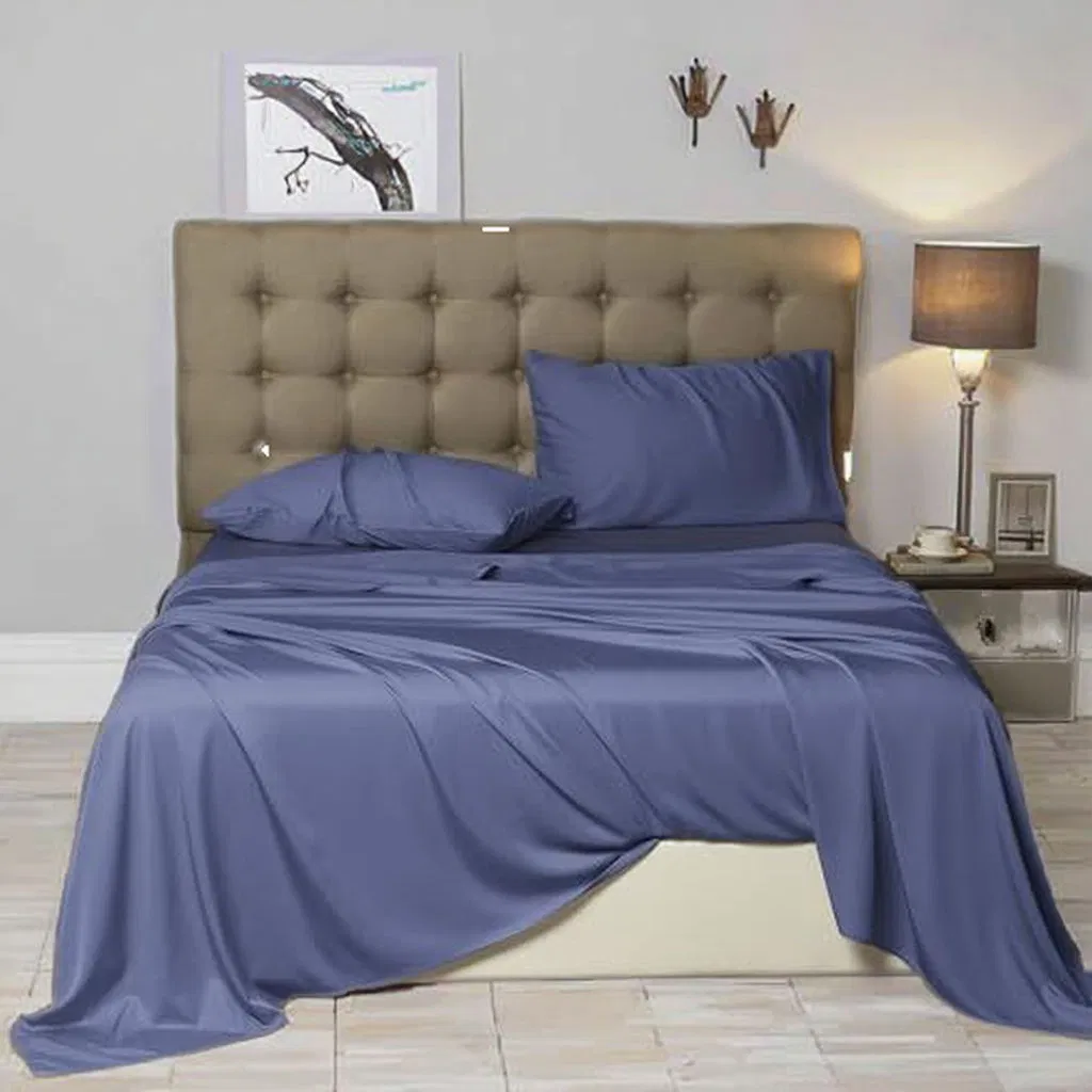 Wholesale Cooling Soft Silk Satin Bamboo Hotel Bed Sheets Plain Style for Home Hotel Use Breathable Feature for Summer Hospitals