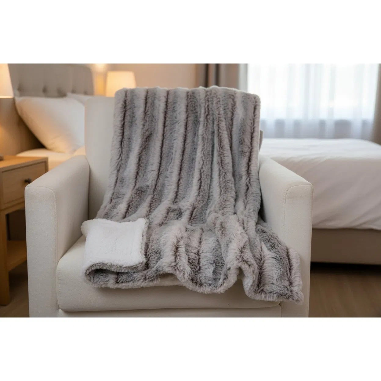 Winter Luxury Fashionable Brown Brush Pattern Sherpa PV Fleece Blanket